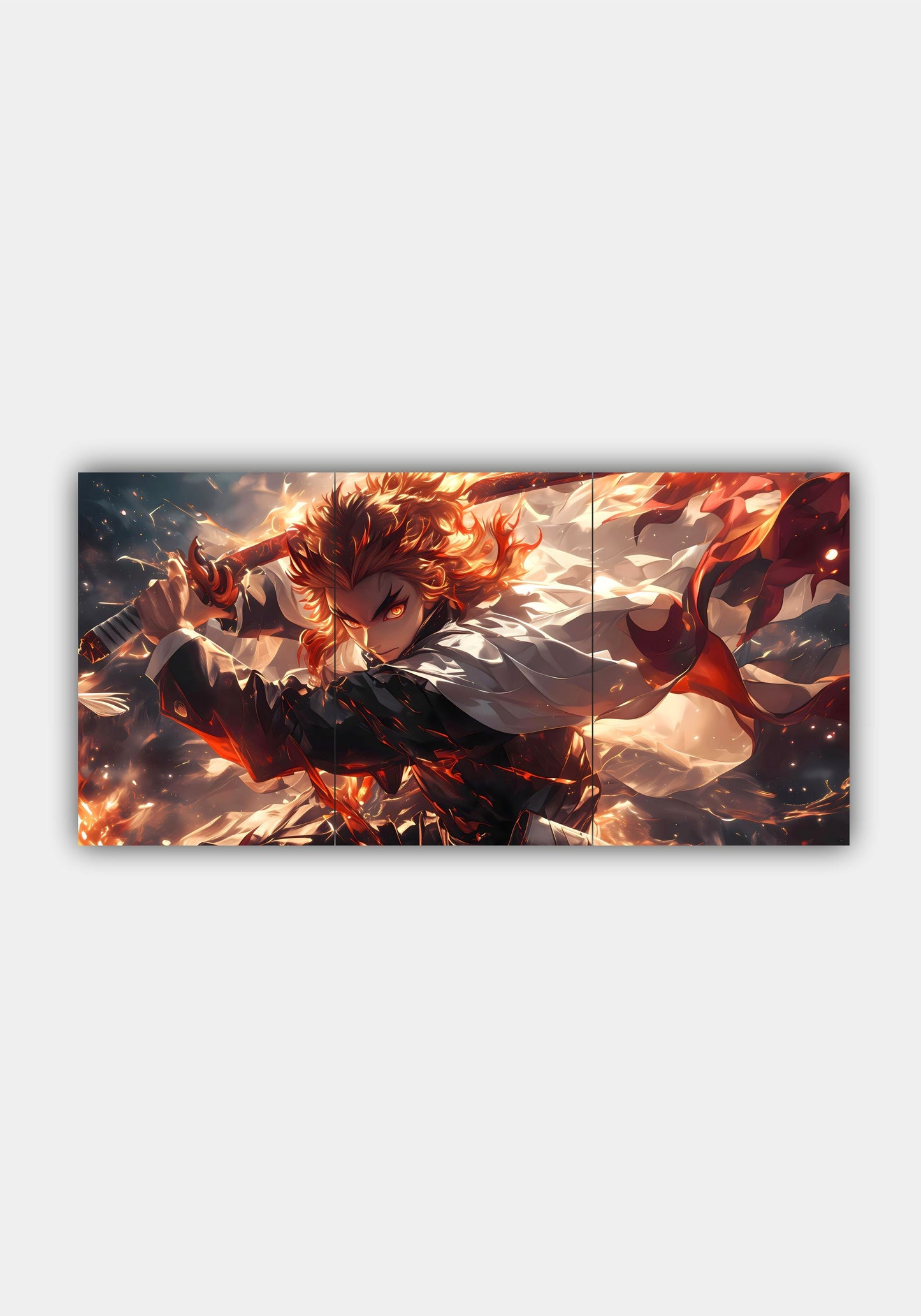 Kyojuro Rengoku Demon Slayer Split Design Poster – Premium Anime Wall Art PITSSTOP