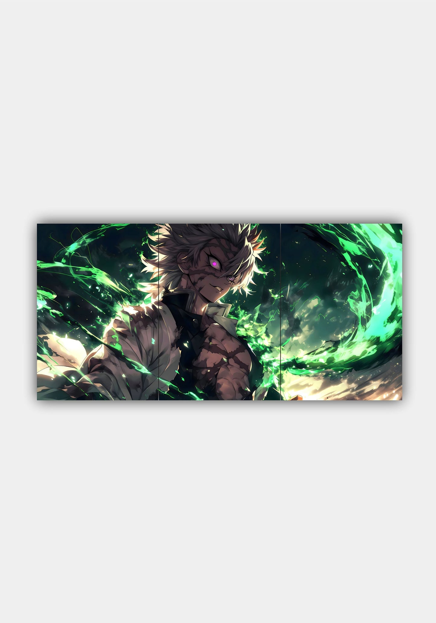 Sanemi Shinazugawa Demon Slayer Wind Hashira Split Design Poster β Anime Wall Art Decor PITSSTOP