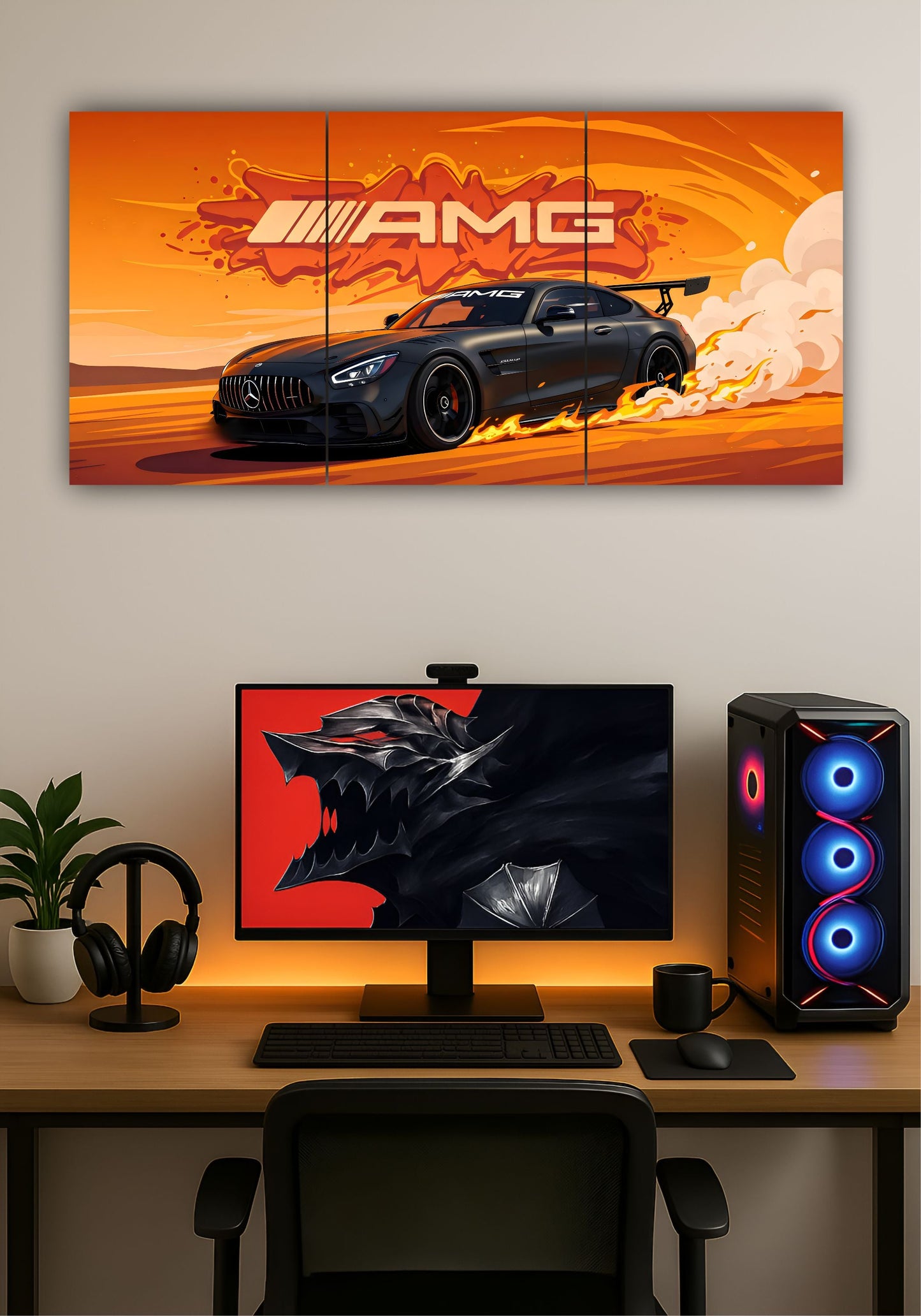 AMG Mercedes-Benz Split Design Poster – Luxury Sports Car Wall Art PITSSTOP