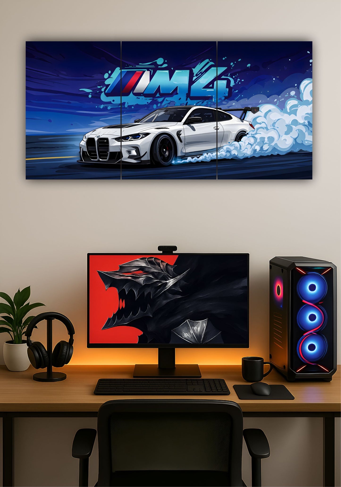 BMW M4 Split Design Poster – Luxury Sports Car Wall Art for Home & Garage PITSSTOP