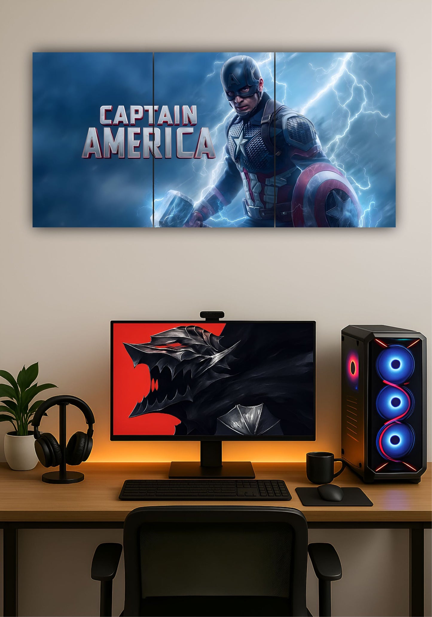 Captain America Split Design Poster – Marvel Superhero Wall Art for Home & Office PITSSTOP