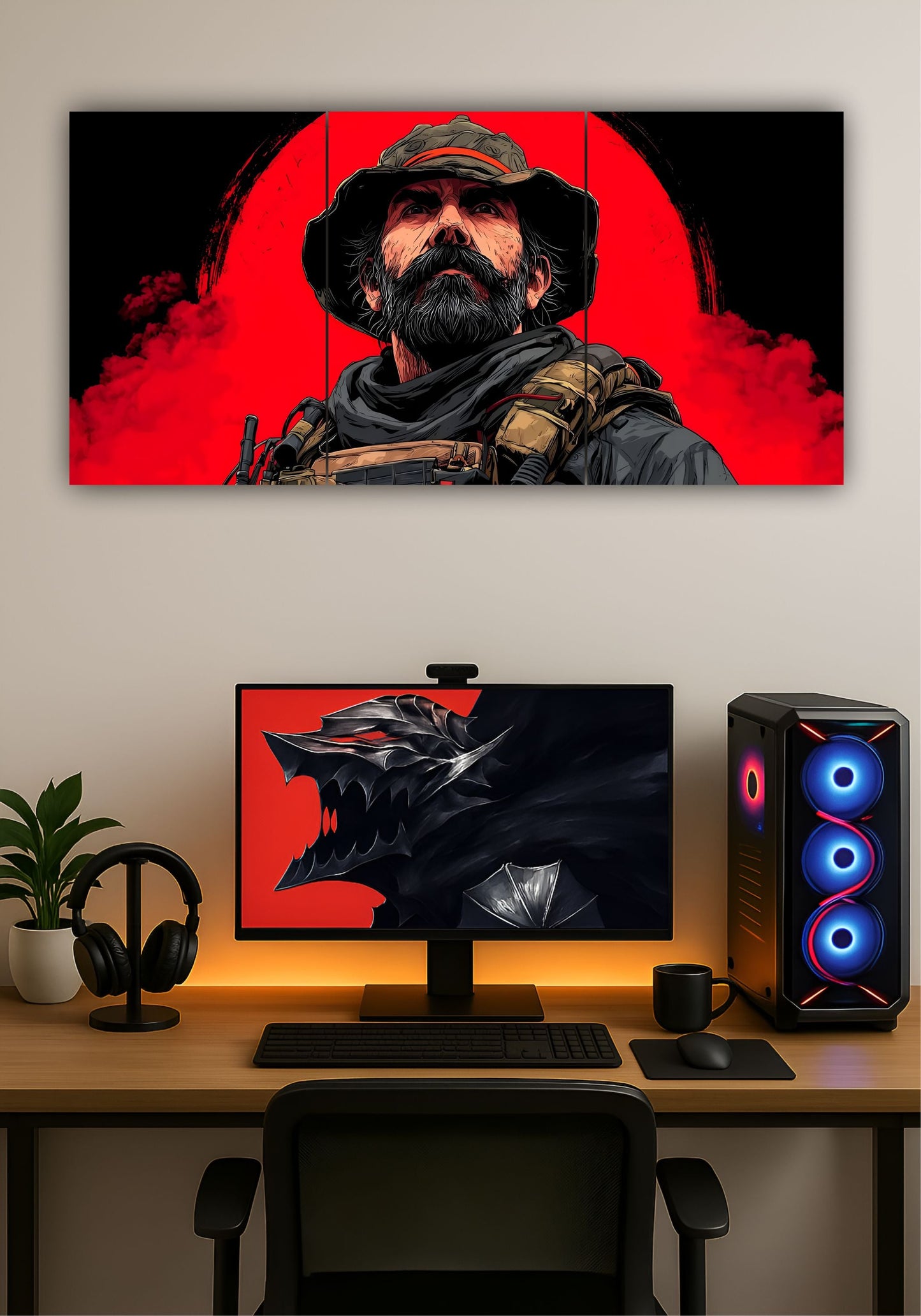Simon “Ghost” Riley Split Design Poster – Call of Duty Gaming Wall Art PITSSTOP