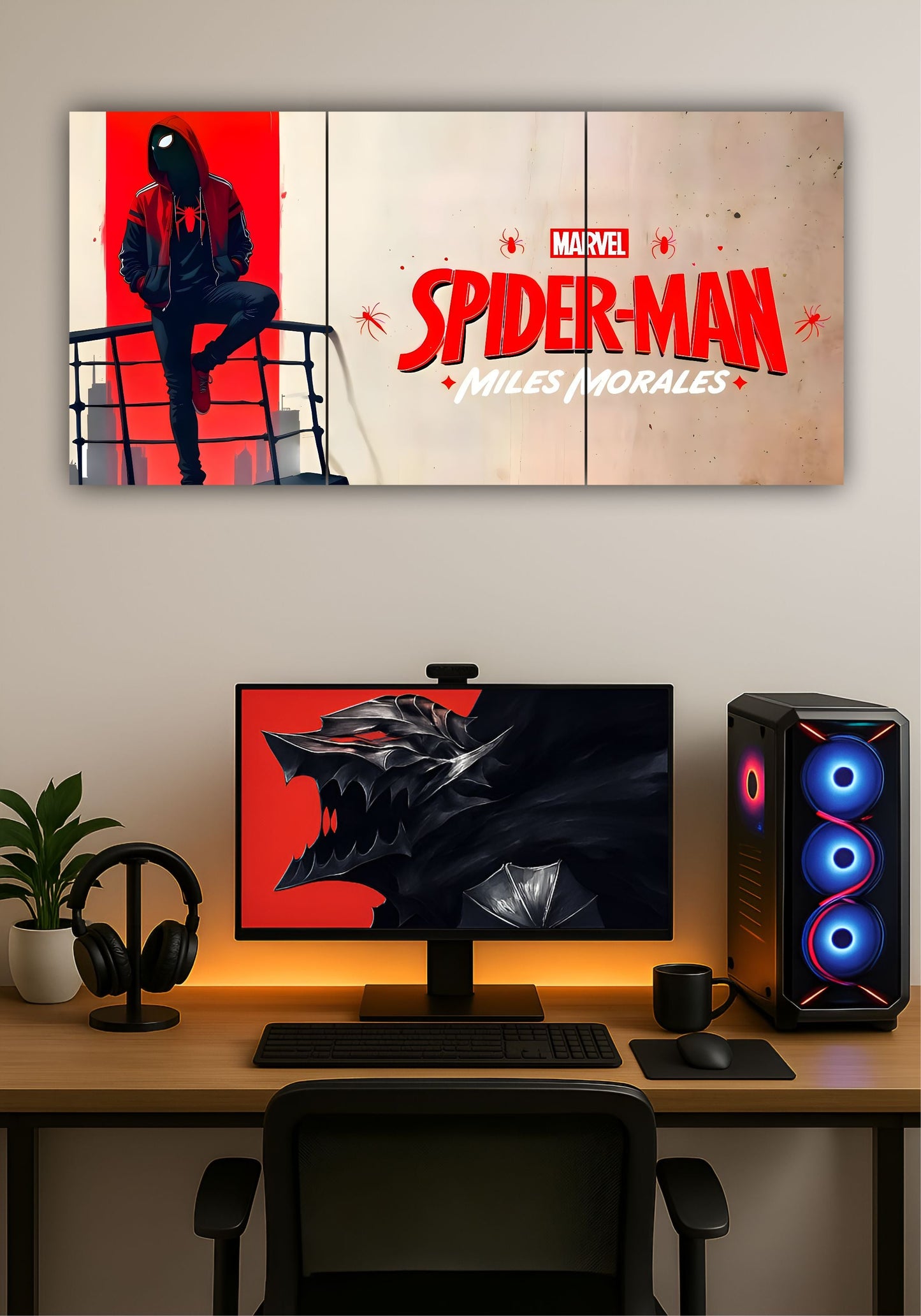 Spider-Man Miles Morales Split Design Poster – Marvel Superhero Wall Art for Home & Office PITSSTOP