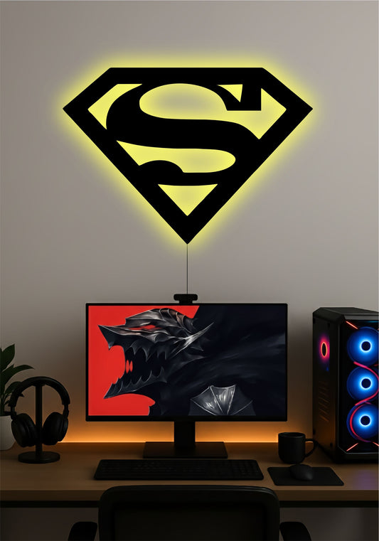DC Superman Symbol LED Wall Art – LED Light for Home & Office PITSSTOP