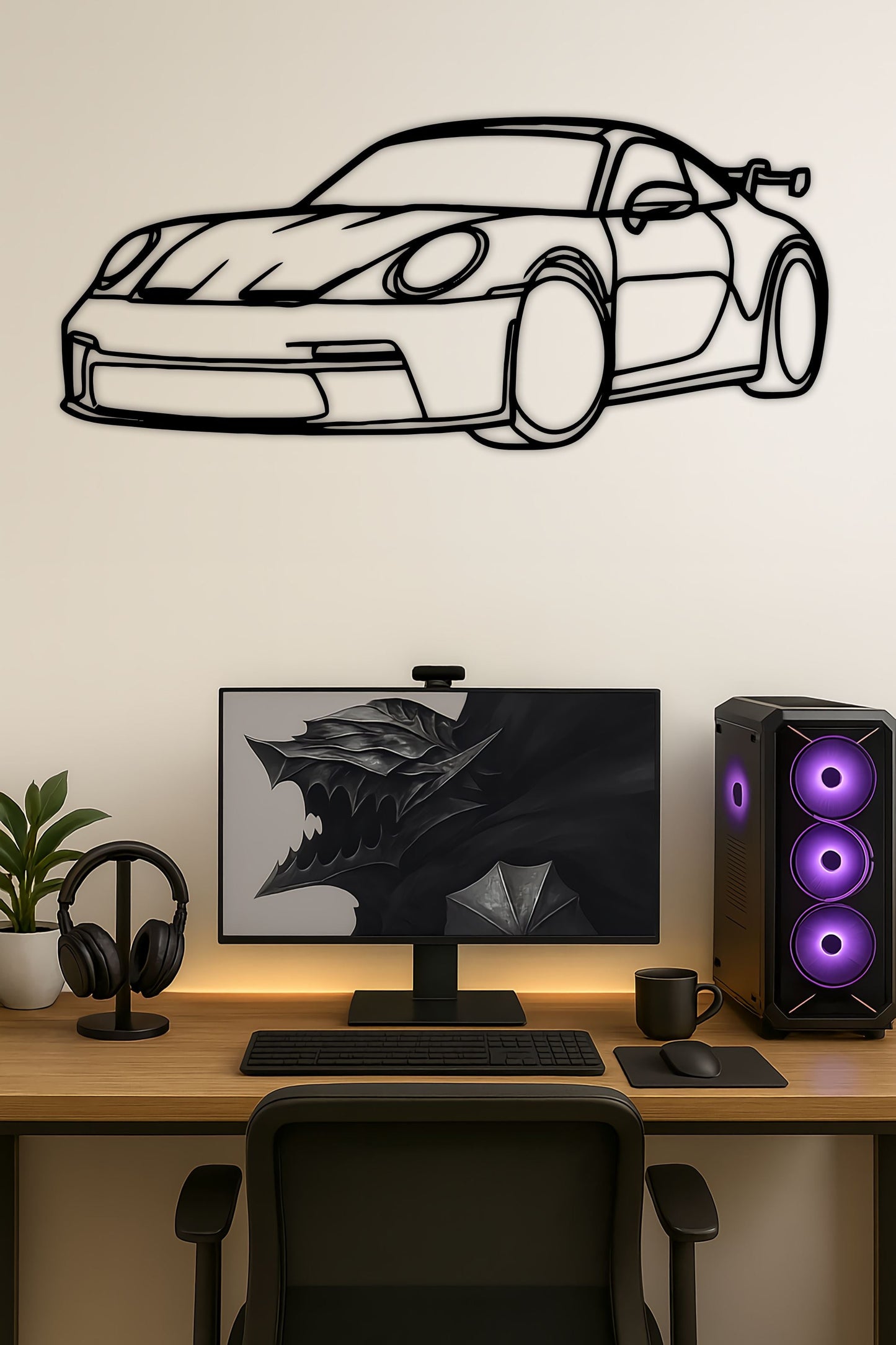 Porsche 911 (992) GT3 2023 Diagonal Silhouette – Wall Art PITSSTOP