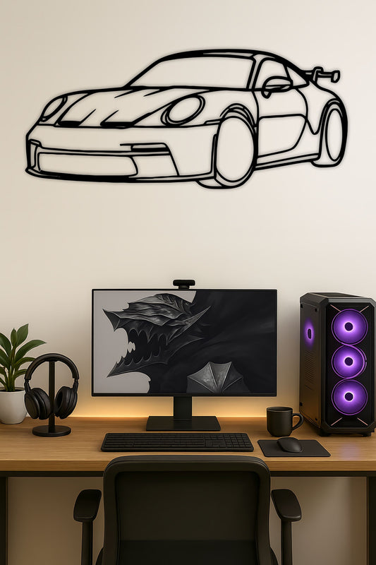 Porsche 911 (992) GT3 2023 Diagonal Silhouette – Wall Art PITSSTOP