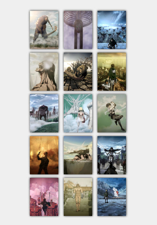 Attack on Titan Poster Set – 15 Aesthetic Anime Wall Prints for Otaku Room Decor PITSSTOP