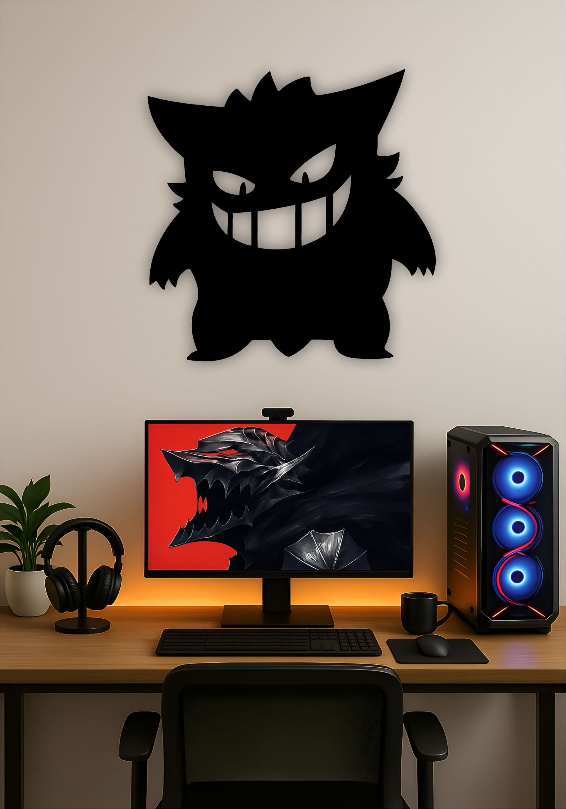 Gengar Pokémon LED Wall Art – Ghost-Type Pokémon Light Sign Pitsstop