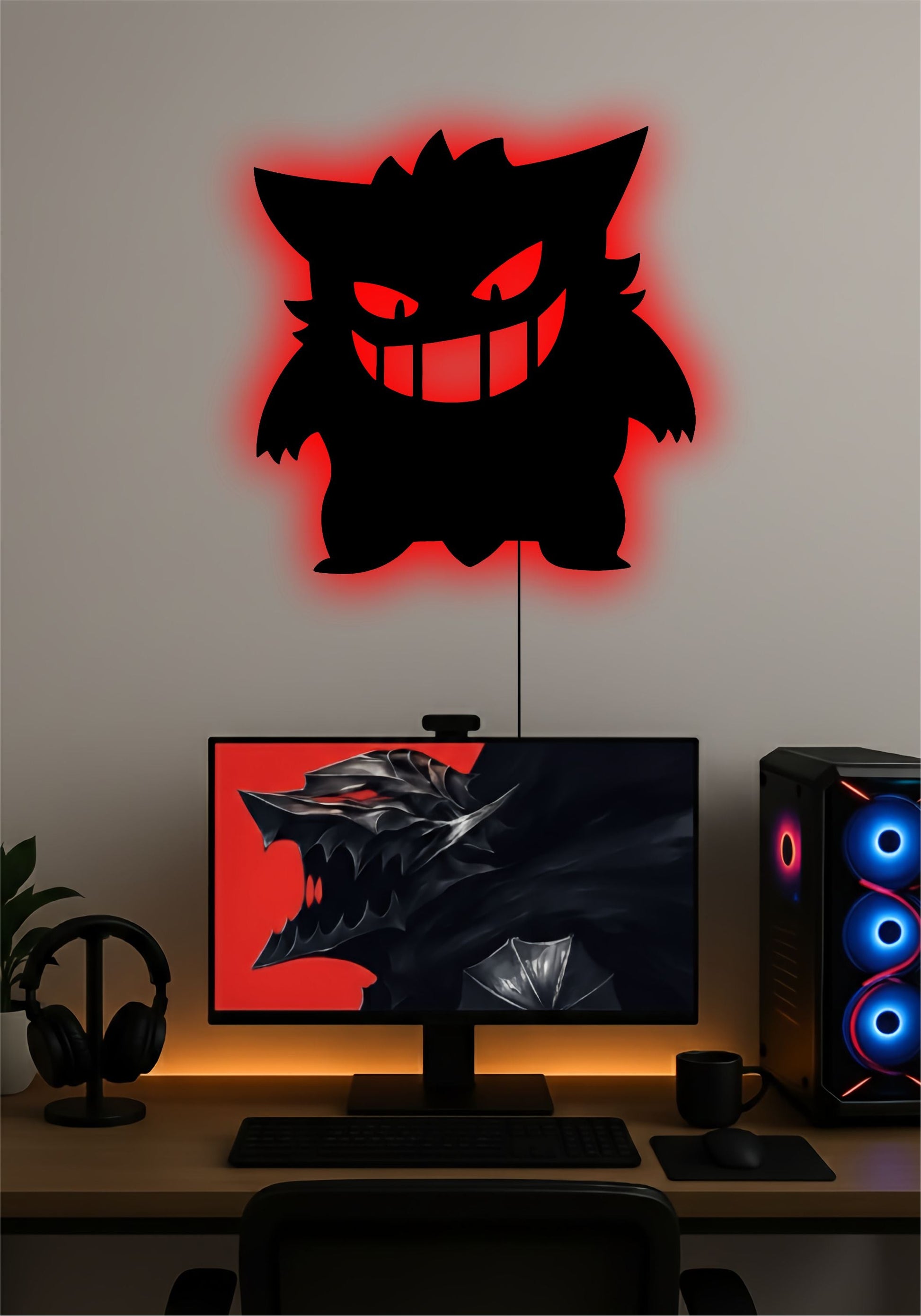 Gengar Pokémon LED Wall Art – Ghost-Type Pokémon Light Sign Pitsstop