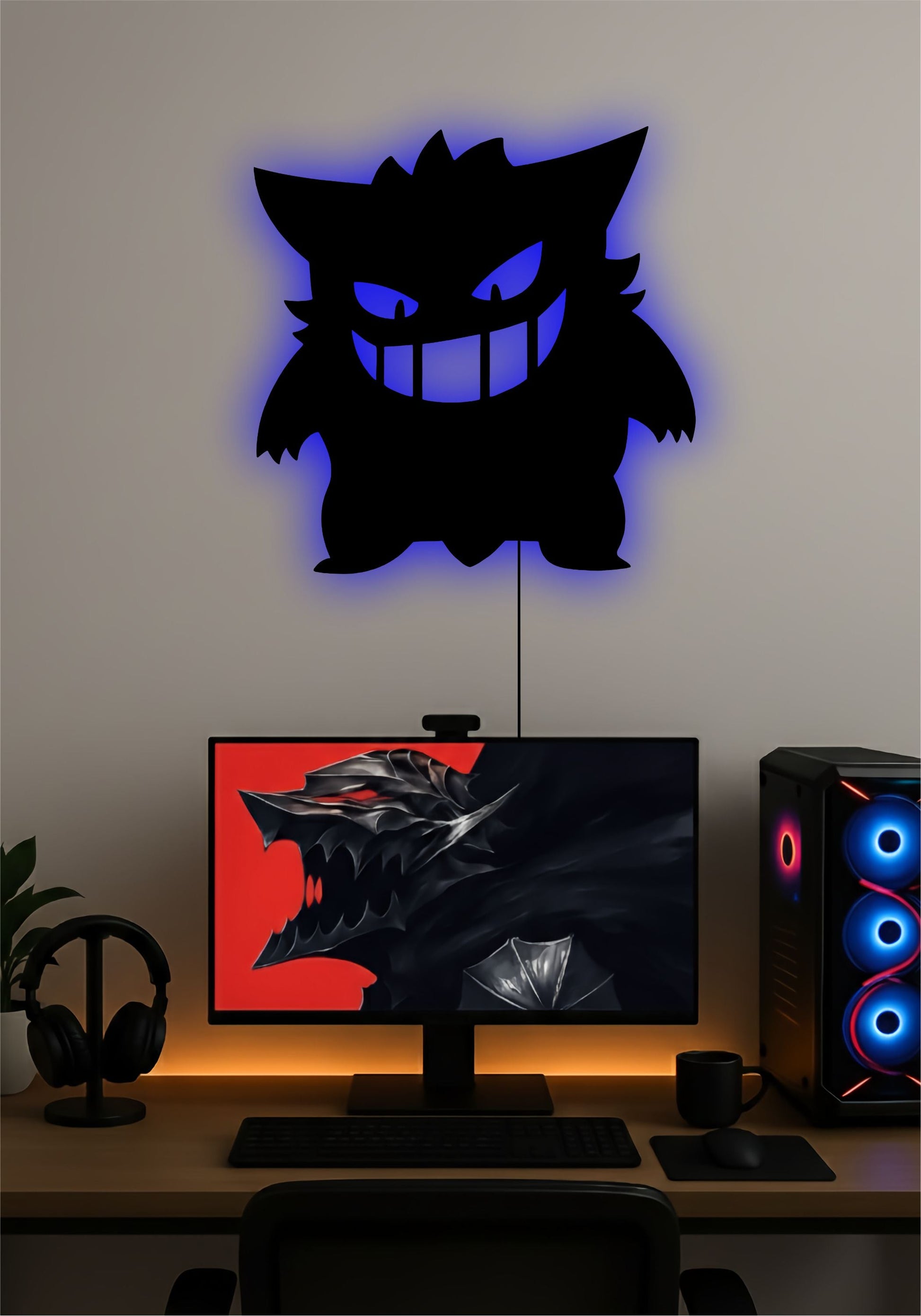 Gengar Pokémon LED Wall Art – Ghost-Type Pokémon Light Sign Pitsstop