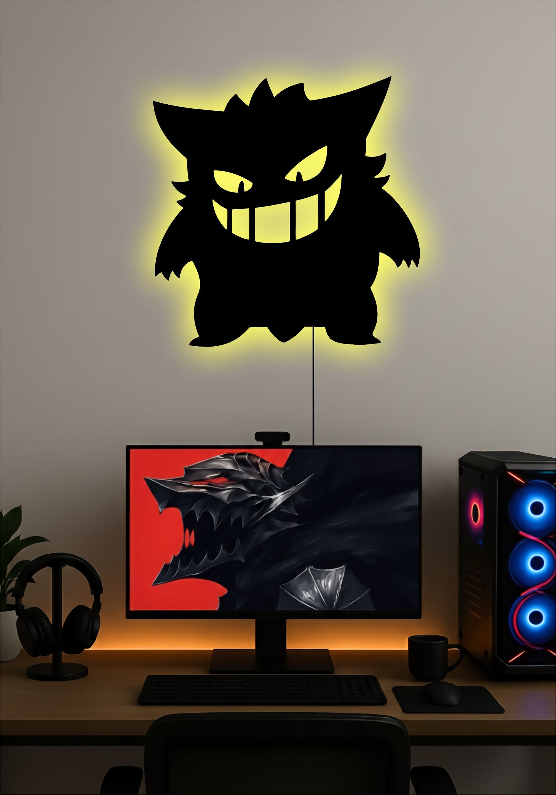 Gengar Pokémon LED Wall Art – Ghost-Type Pokémon Light Sign Pitsstop