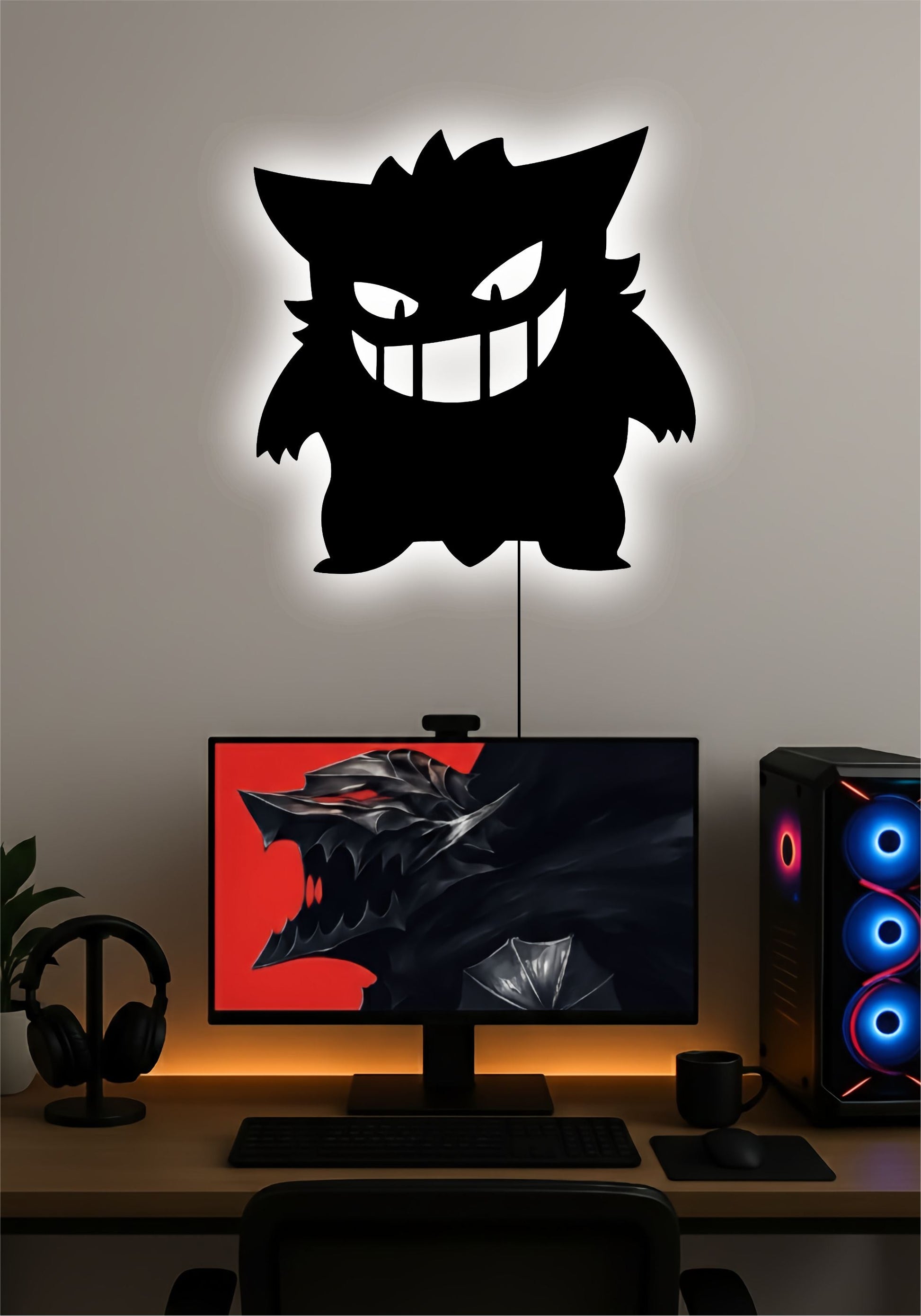 Gengar Pokémon LED Wall Art – Ghost-Type Pokémon Light Sign Pitsstop