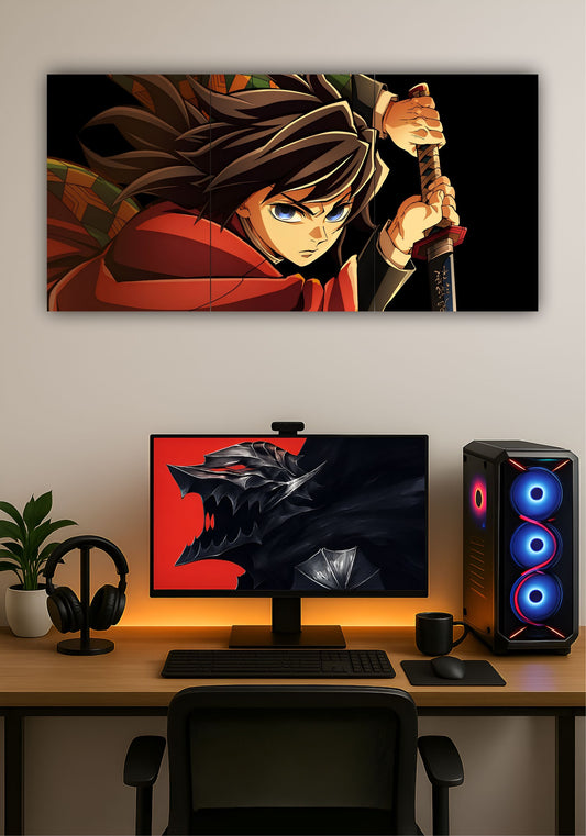 Giyu Tomioka Demon Slayer Split Design Poster – Premium Anime Wall Art PITSSTOP