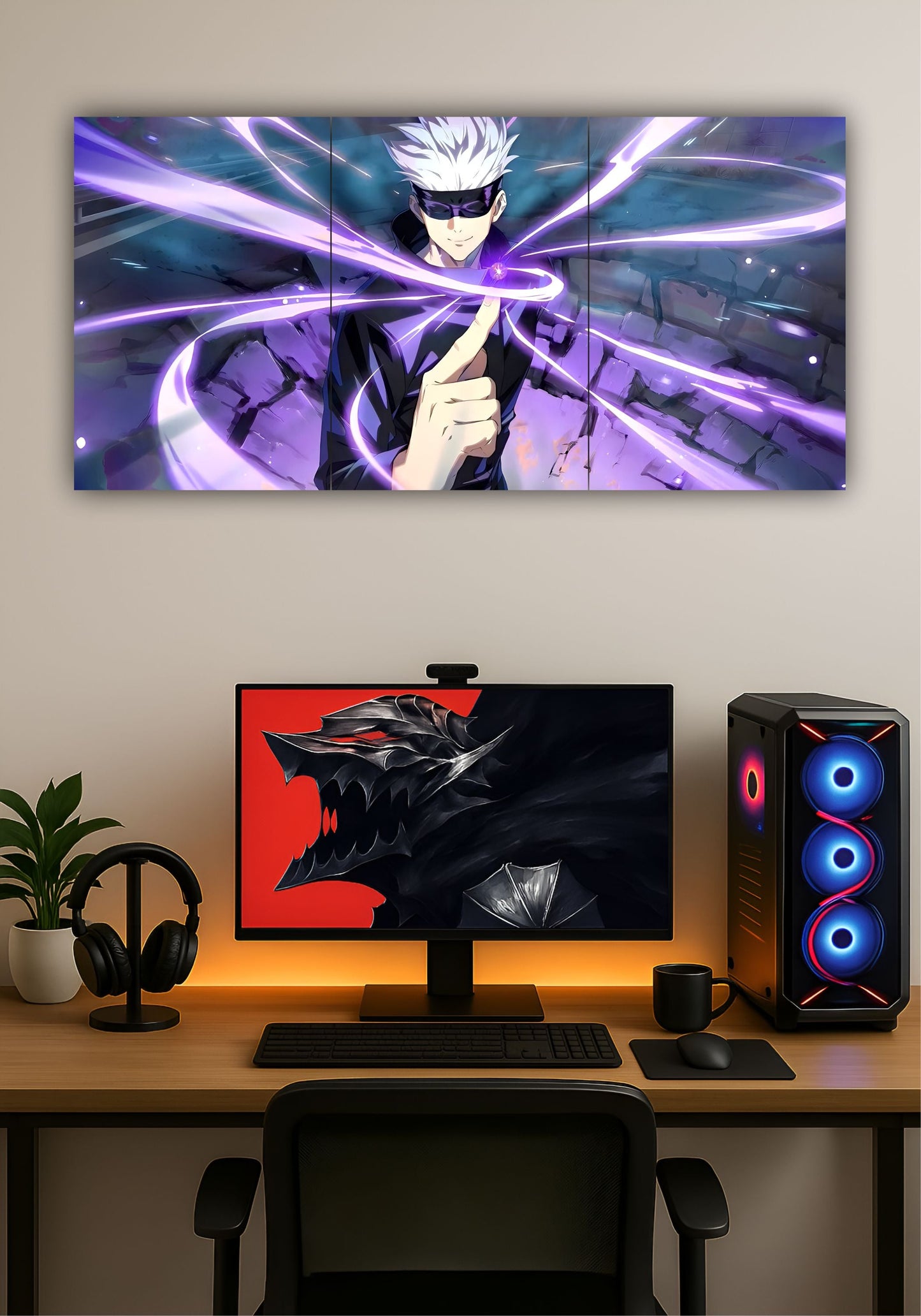 Gojo Satoru Jujutsu Kaisen Purple Light Split Design Poster – Premium Anime Wall Art PITSSTOP