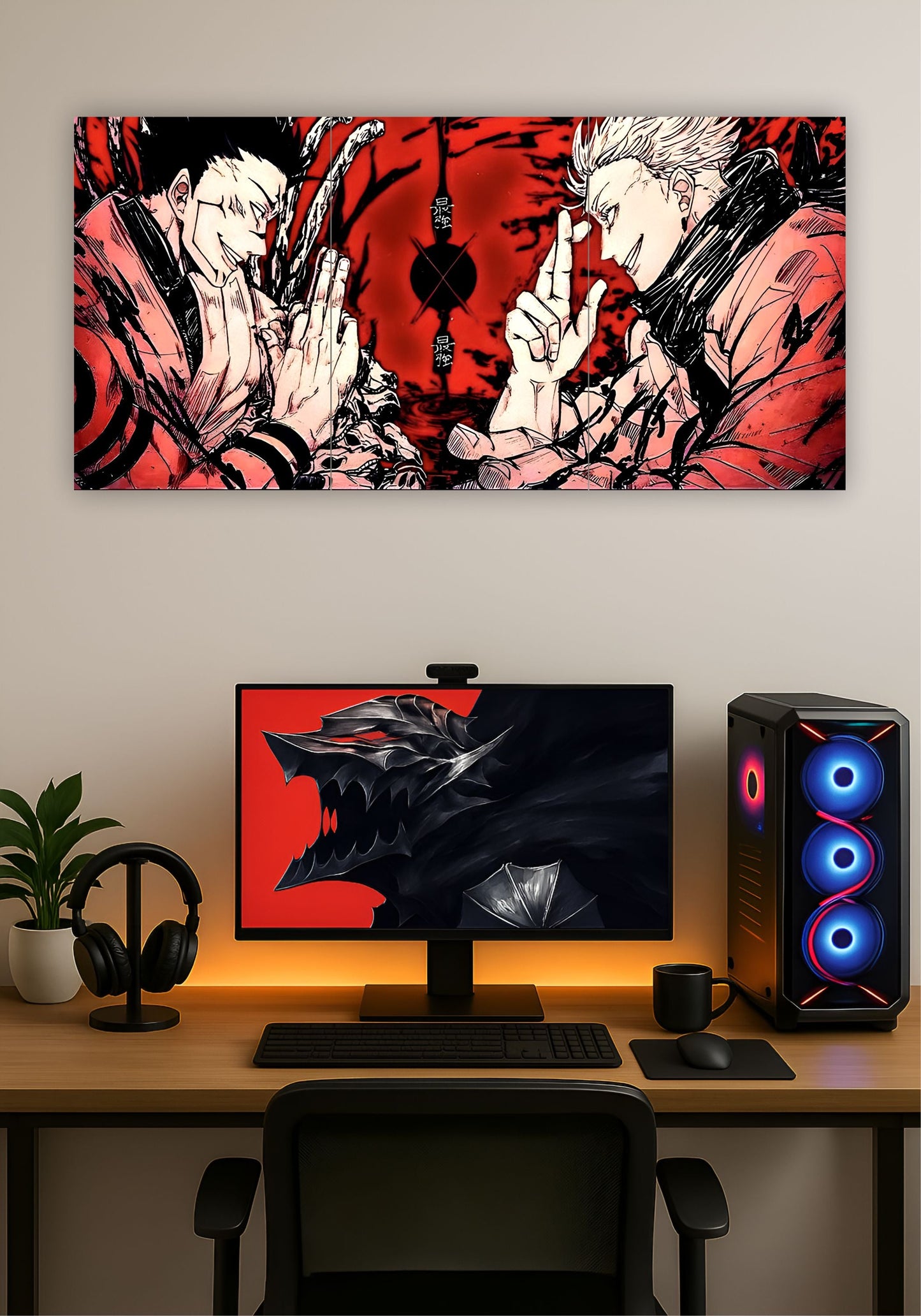Gojo vs Sukuna Jujutsu Kaisen Split Design Poster – Premium Anime Wall Art PITSSTOP