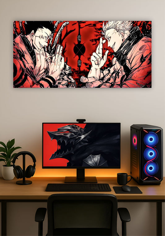 Gojo vs Sukuna Jujutsu Kaisen Split Design Poster – Premium Anime Wall Art PITSSTOP