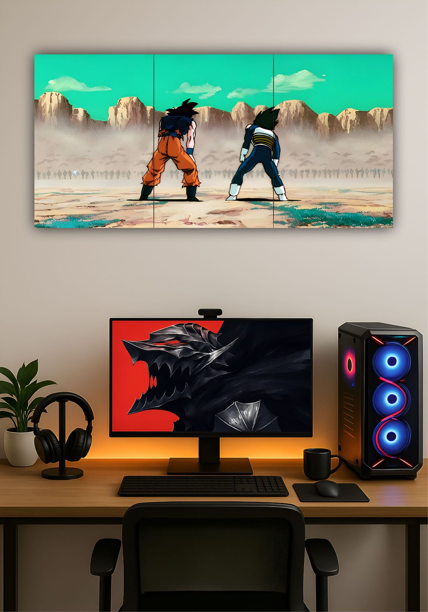 Goku & Vegeta Dragon Ball Split Design Poster – Premium Anime Wall Art PITSSTOP