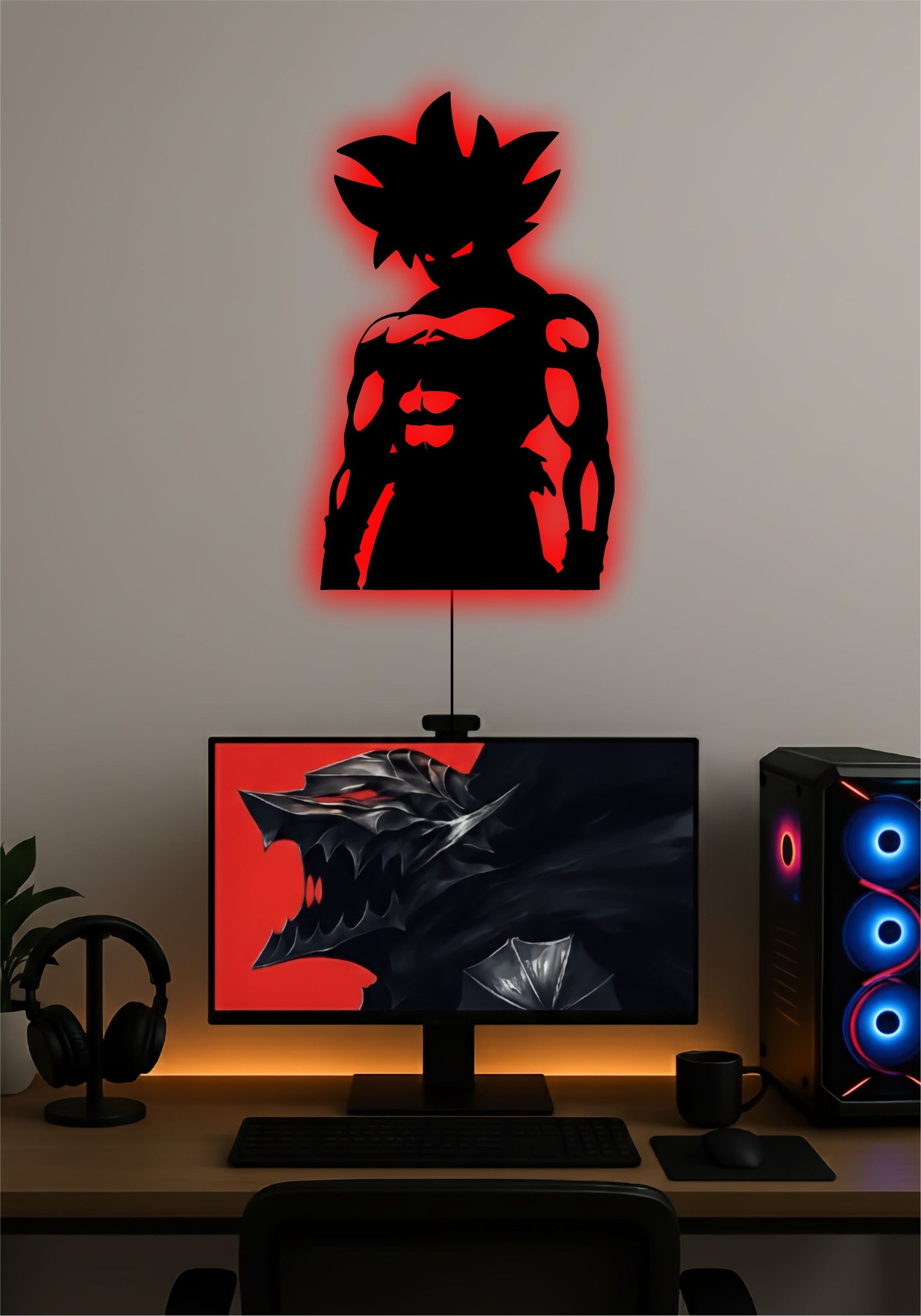 Goku LED Wall Art – Dragon Ball Z Anime LED Light Sign for Bedroom & Gaming Setup Pitsstop