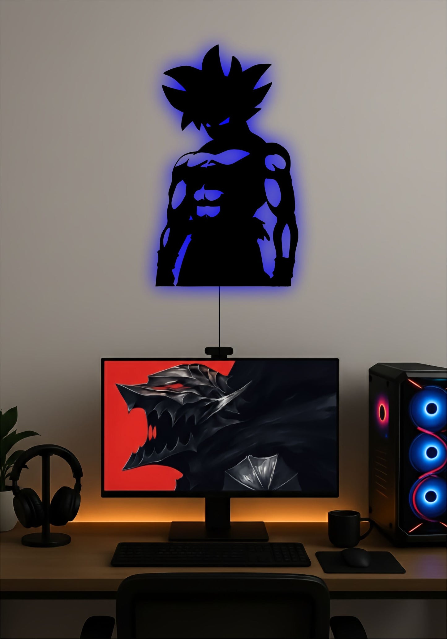 Goku LED Wall Art – Dragon Ball Z Anime LED Light Sign for Bedroom & Gaming Setup Pitsstop