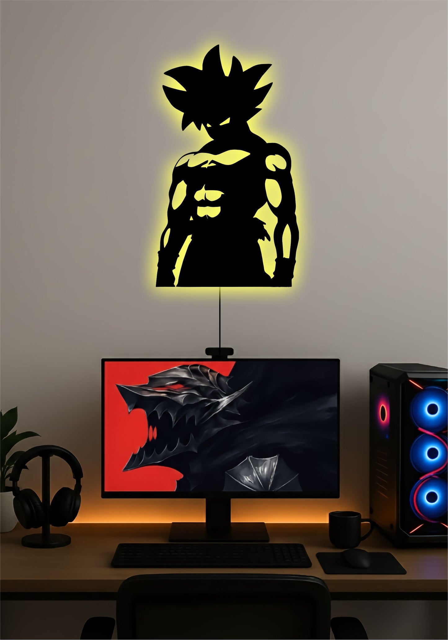 Goku LED Wall Art – Dragon Ball Z Anime LED Light Sign for Bedroom & Gaming Setup Pitsstop
