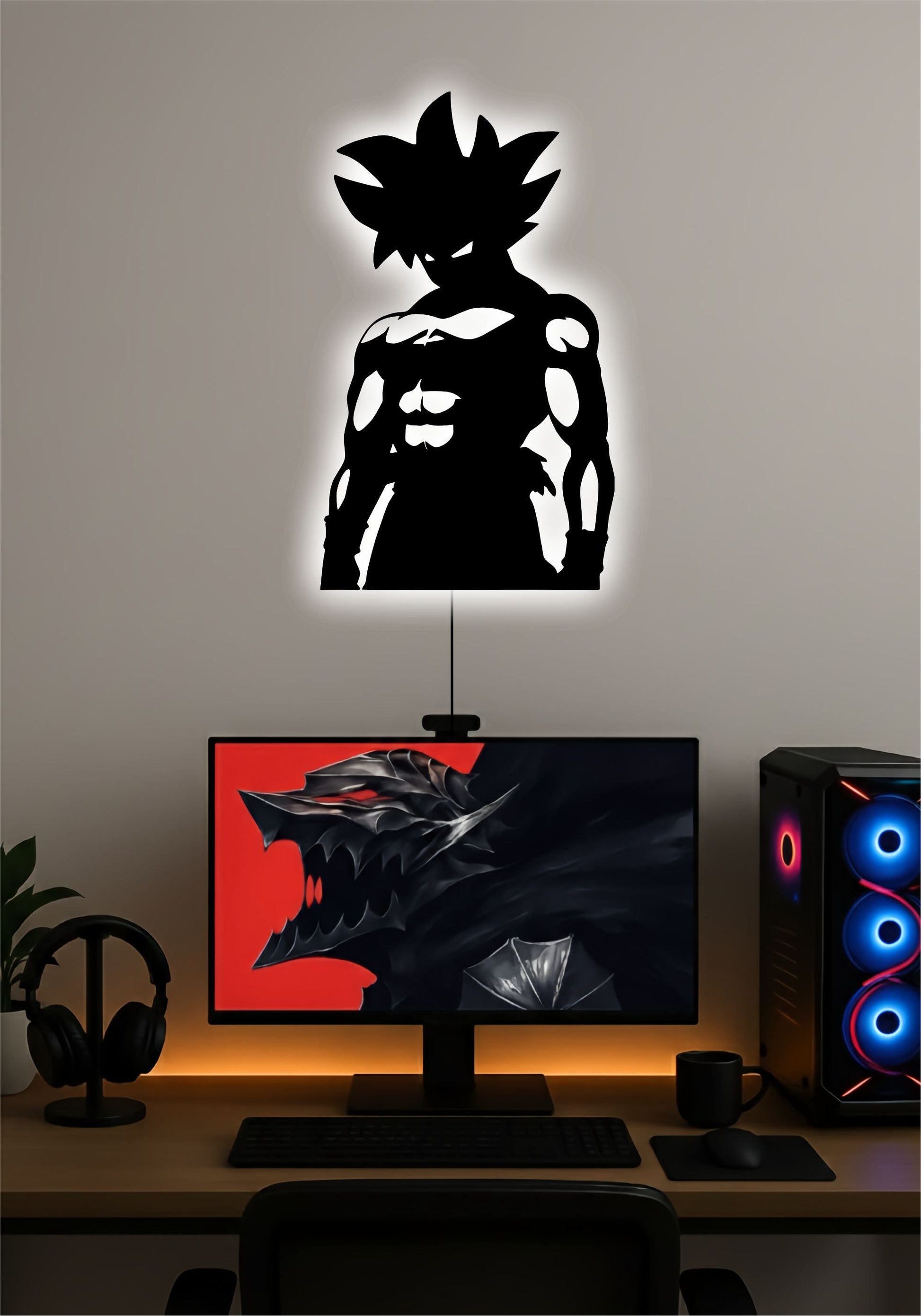 Goku LED Wall Art – Dragon Ball Z Anime LED Light Sign for Bedroom & Gaming Setup Pitsstop