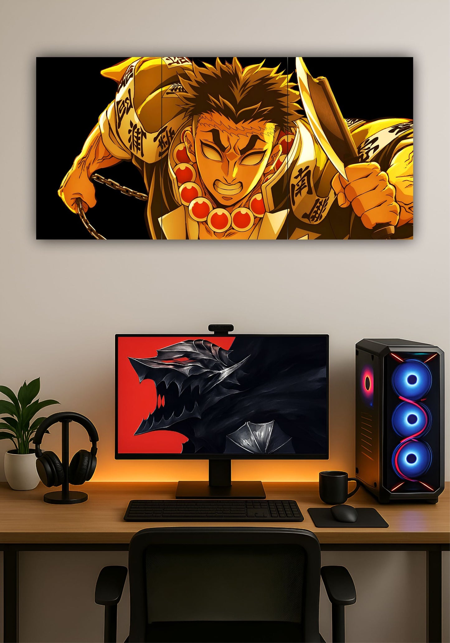 Gyomei Himejima Demon Slayer Split Design Poster – Premium Anime Wall Art PITSSTOP