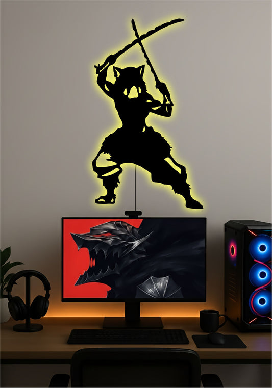 Inosuke LED Wall Art – Demon Slayer Anime Light Sign Pitsstop