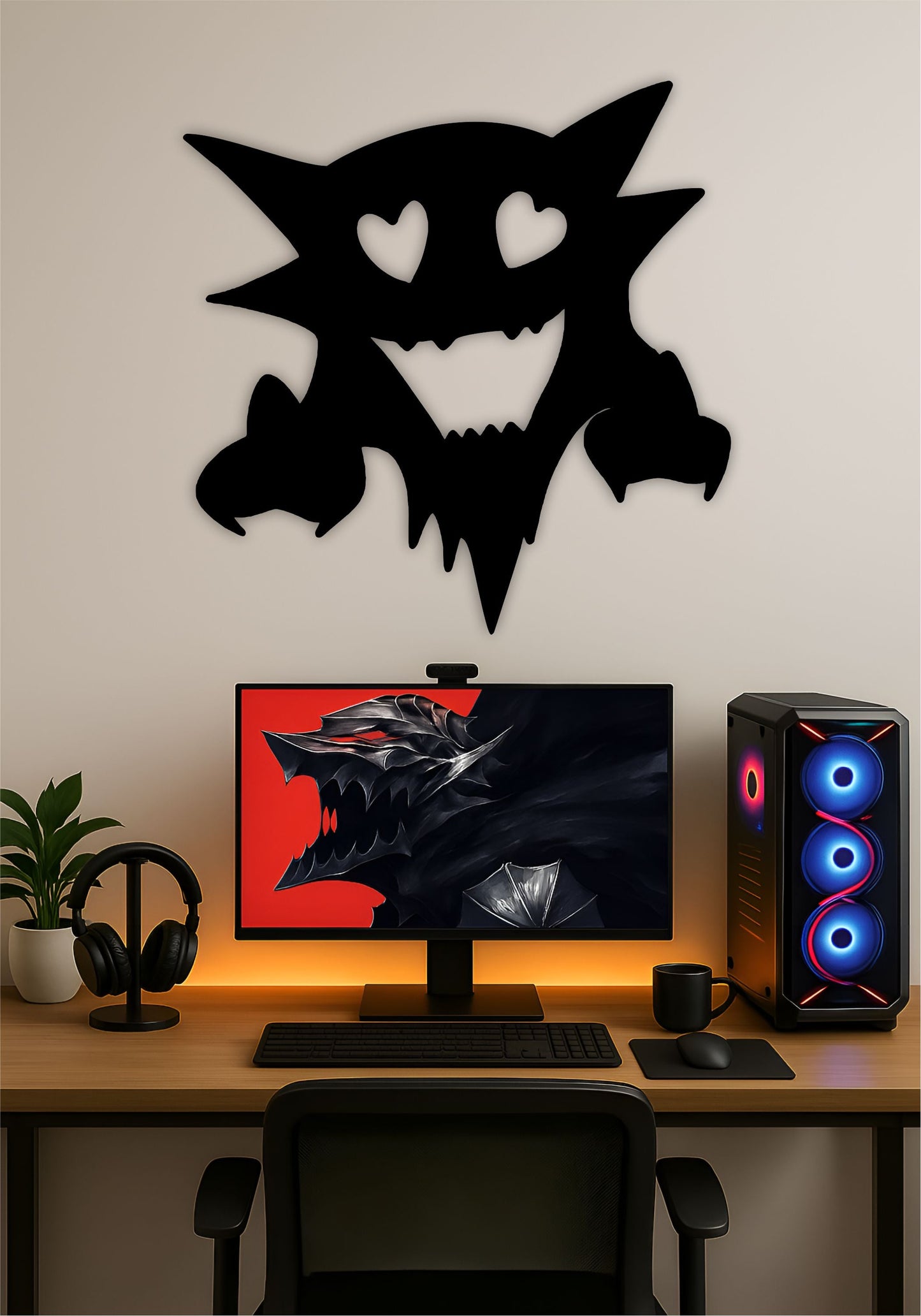 Love Gengar LED Wall Art – Cute Pokémon Light Sign Pitsstop