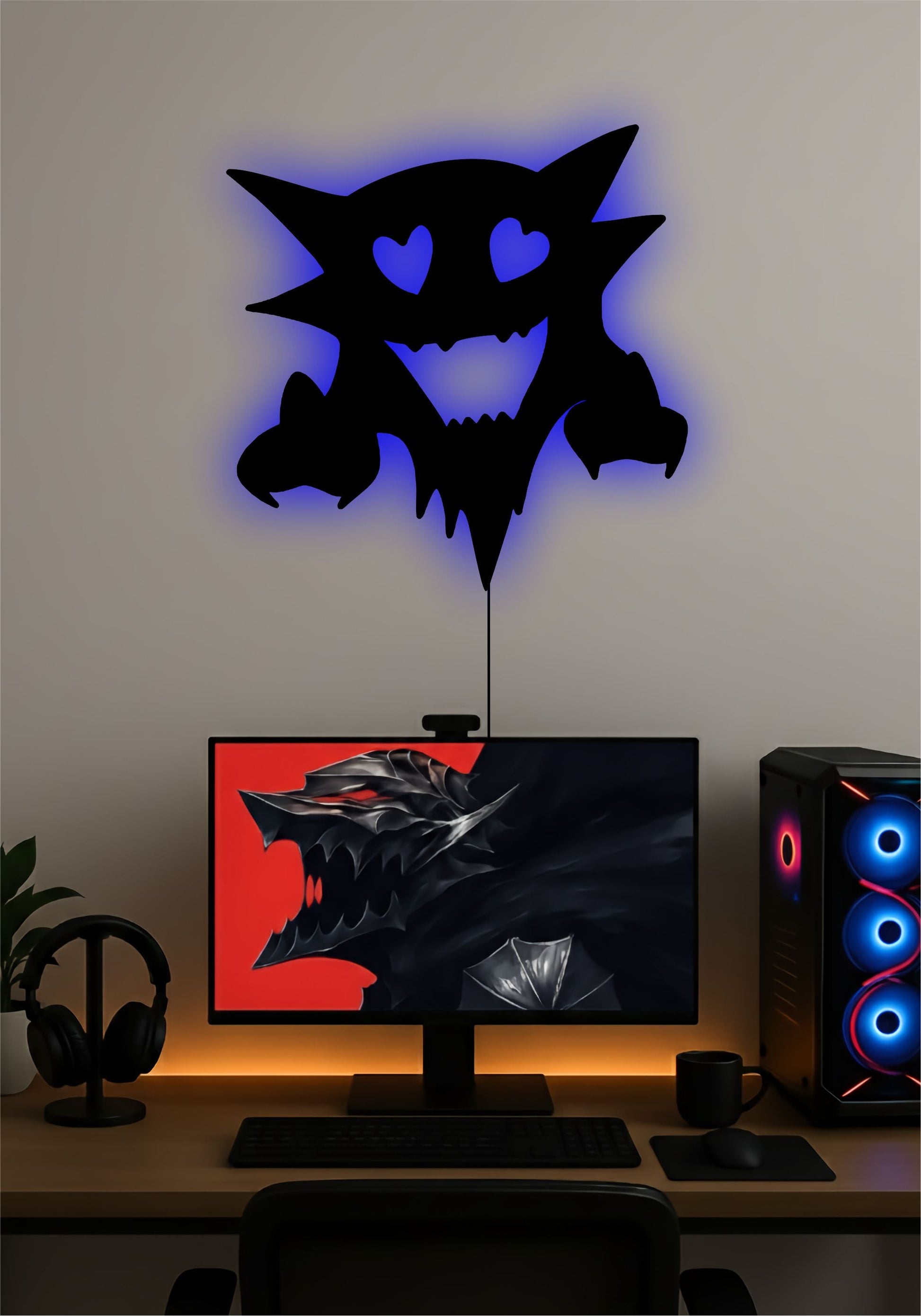 Love Gengar LED Wall Art – Cute Pokémon Light Sign Pitsstop
