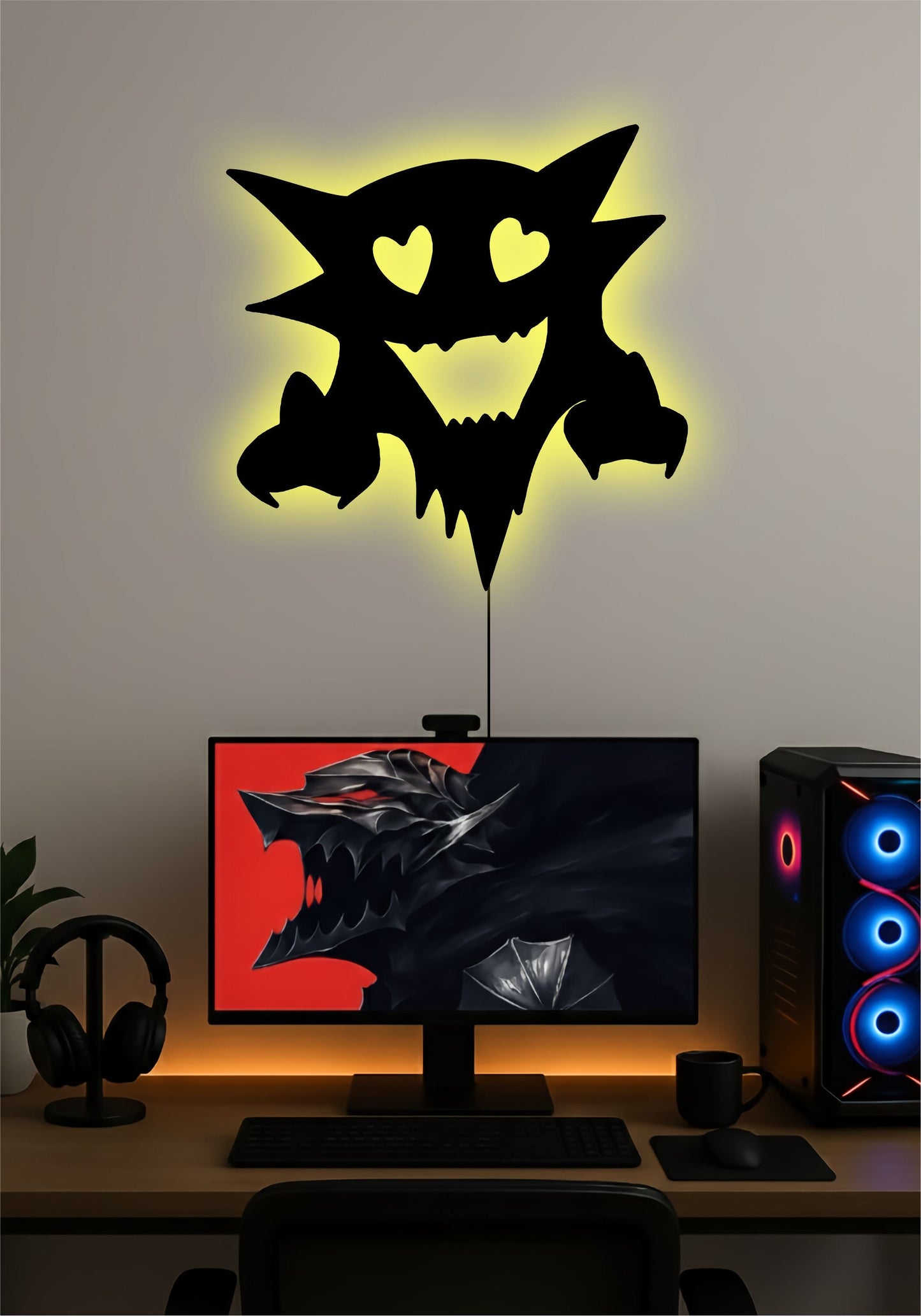 Love Gengar LED Wall Art – Cute Pokémon Light Sign Pitsstop