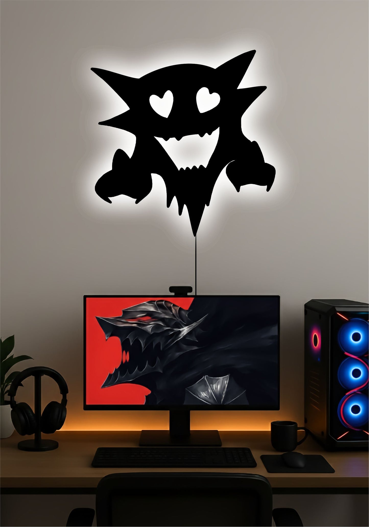 Love Gengar LED Wall Art – Cute Pokémon Light Sign Pitsstop