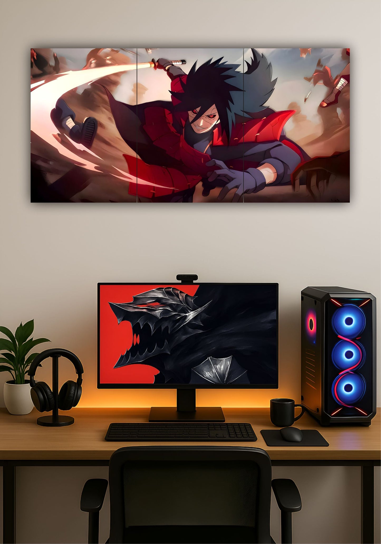 Madara Uchiha Naruto Split Design Poster – Three Panel Premium Anime Wall Art PITSSTOP