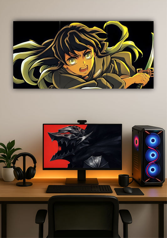 Muichiro Tokito Demon Slayer Split Design Poster – Three Panel Premium Anime Wall Art PITSSTOP