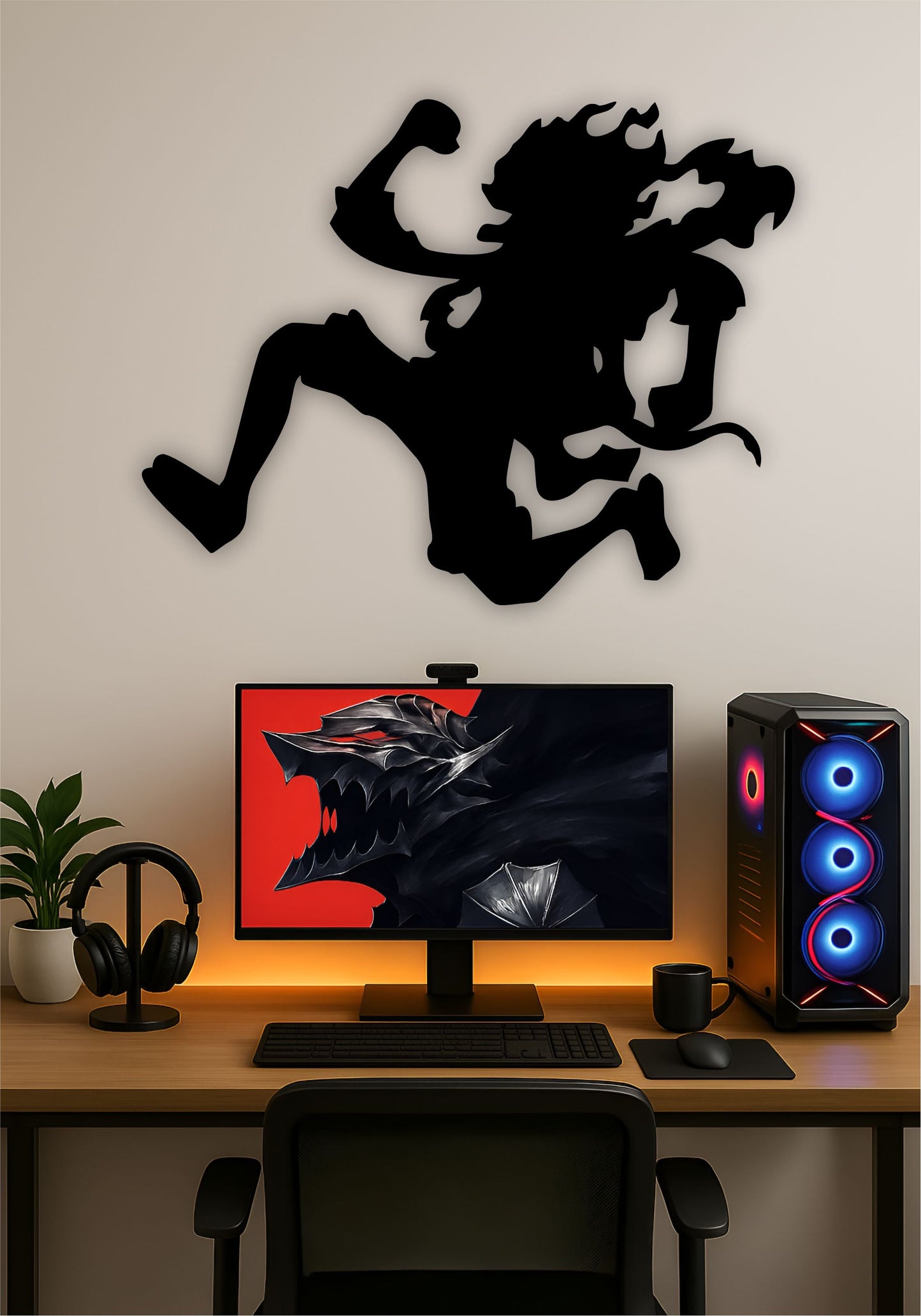 Nika LED Wall Art – Gear 5 Luffy Inspired One Piece Light Sign Pitsstop