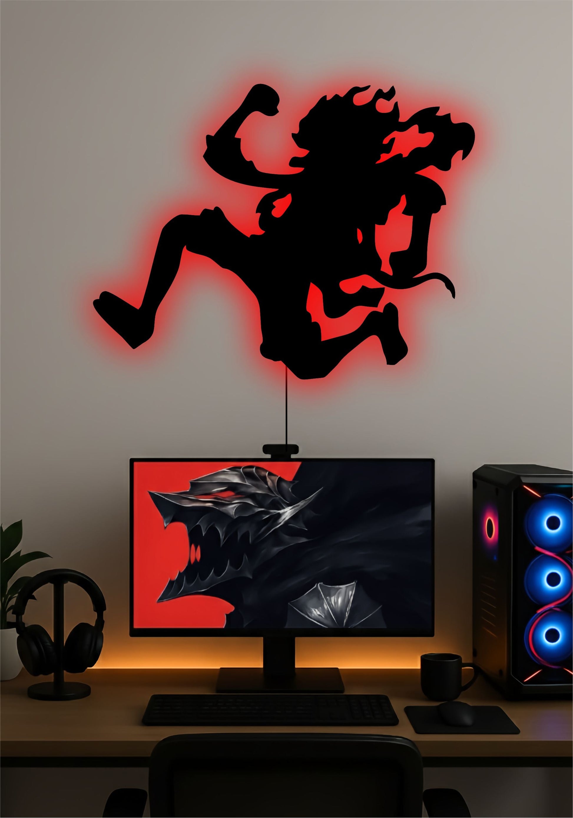 Nika LED Wall Art – Gear 5 Luffy Inspired One Piece Light Sign Pitsstop