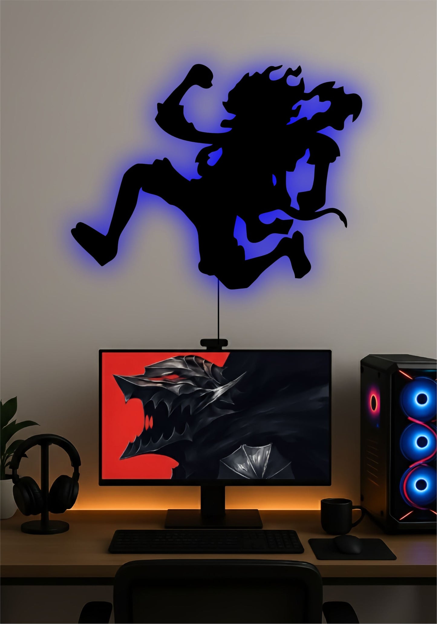 Nika LED Wall Art – Gear 5 Luffy Inspired One Piece Light Sign Pitsstop
