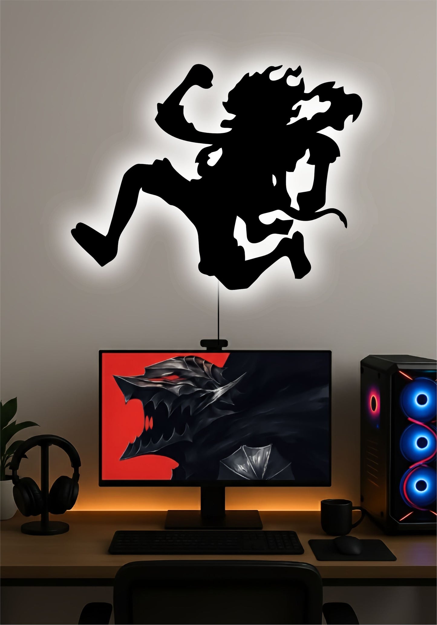 Nika LED Wall Art – Gear 5 Luffy Inspired One Piece Light Sign Pitsstop