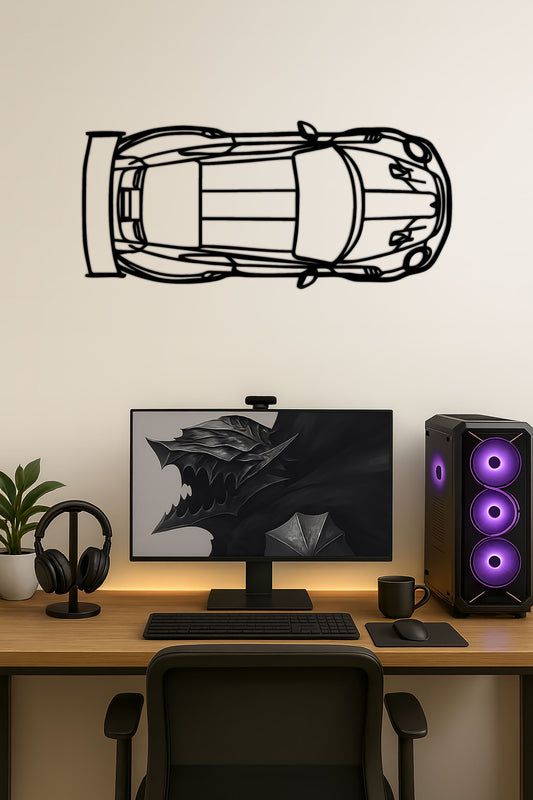 Porsche 911 GT2 RS Top View Silhouette Wall Art Pitsstop.in