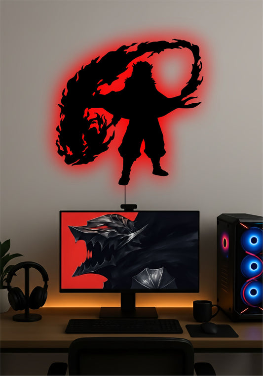 Rengoku LED Wall Art – Demon Slayer Flame Hashira Anime Light Sign Pitsstop