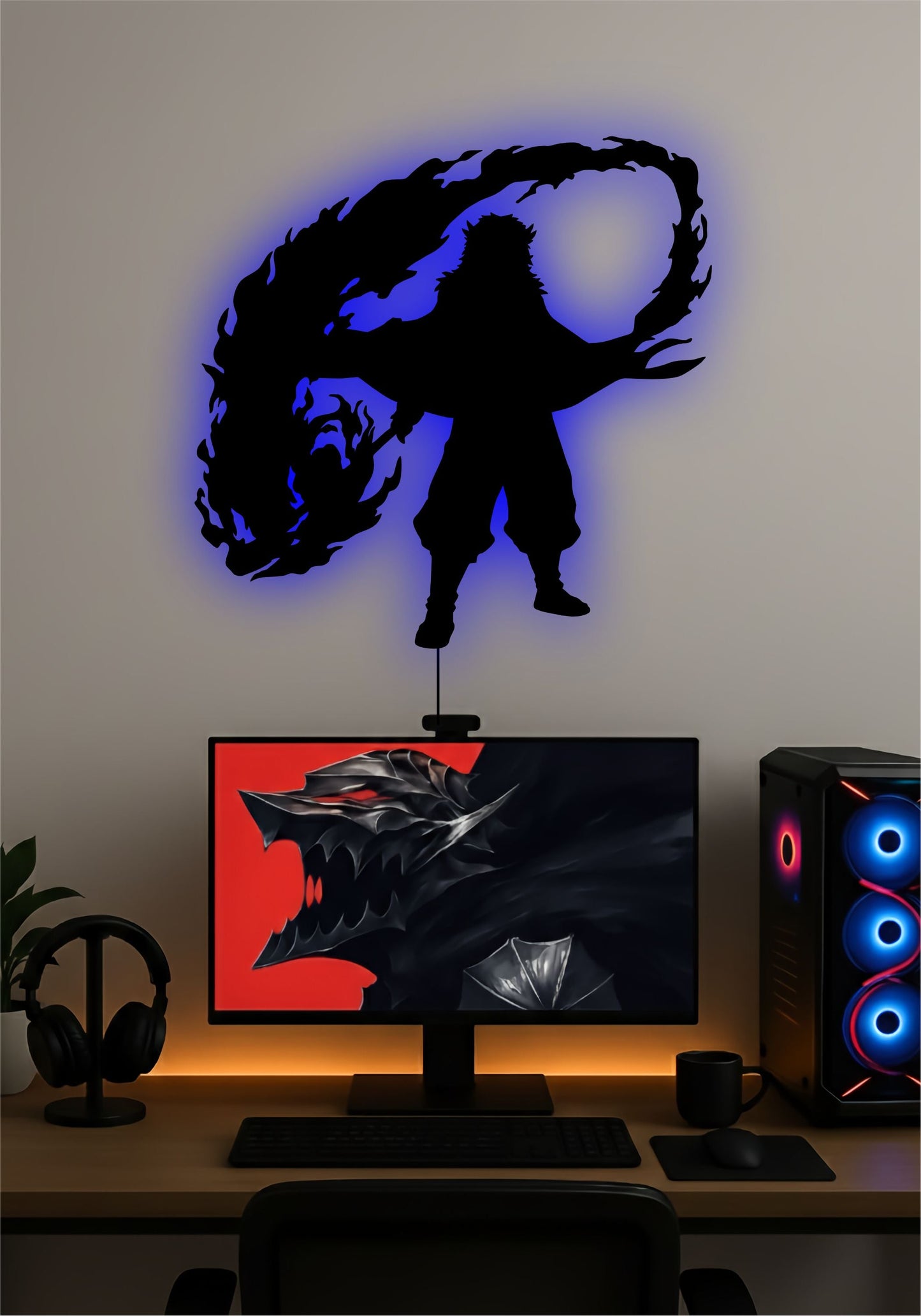 Rengoku LED Wall Art – Demon Slayer Flame Hashira Anime Light Sign Pitsstop