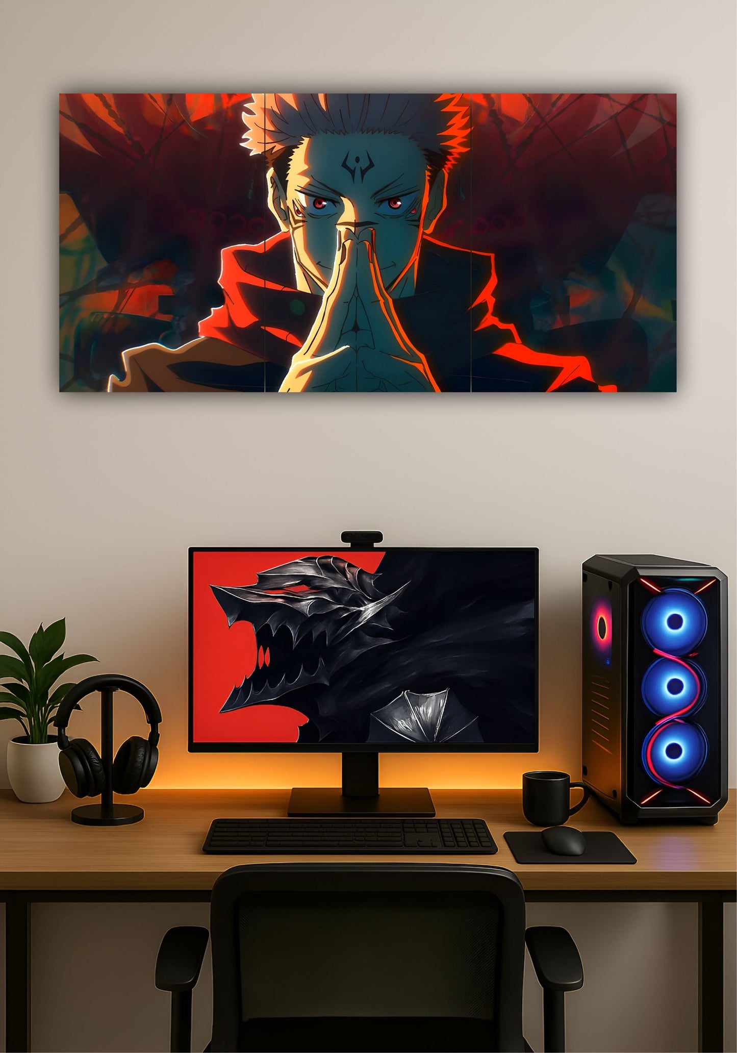 Ryomen Sukuna Jujutsu Kaisen Split Design Poster – Anime Wall Art Decor PITSSTOP