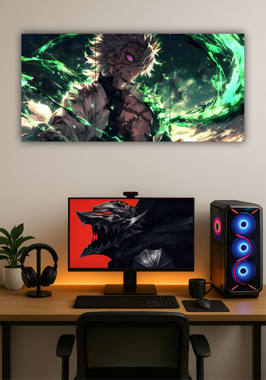 Sanemi Shinazugawa Demon Slayer Wind Hashira Split Design Poster – Anime Wall Art Decor PITSSTOP