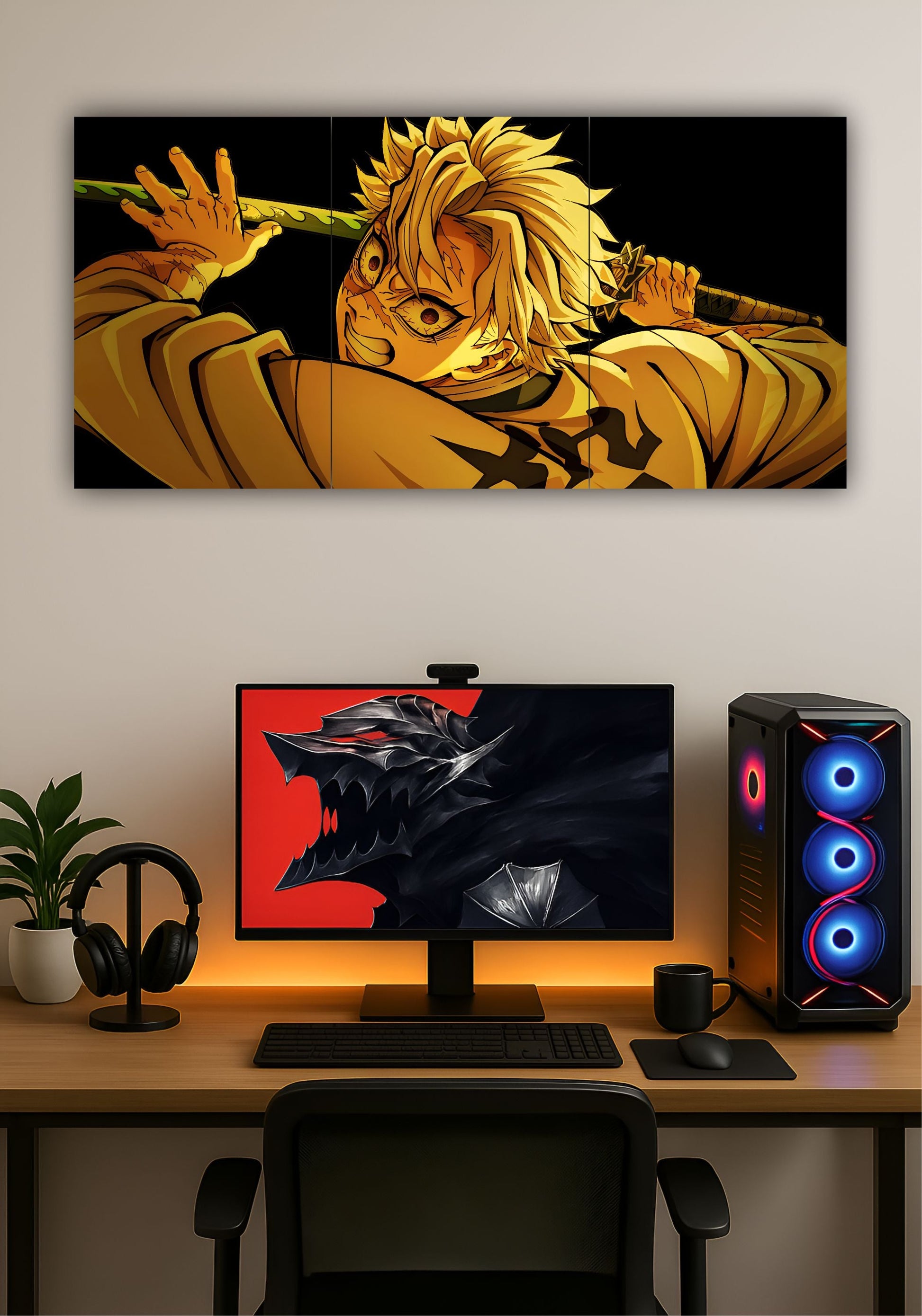 Sanemi Shinazugawa Demon Slayer Split Design Poster – Anime Wall Art Decor PITSSTOP