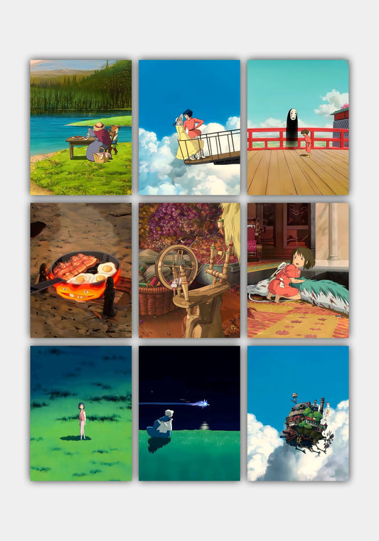Spirited Away Anime Wall Poster Set – 9 Studio Ghibli Prints for Aesthetic Room Decor PITSSTOP