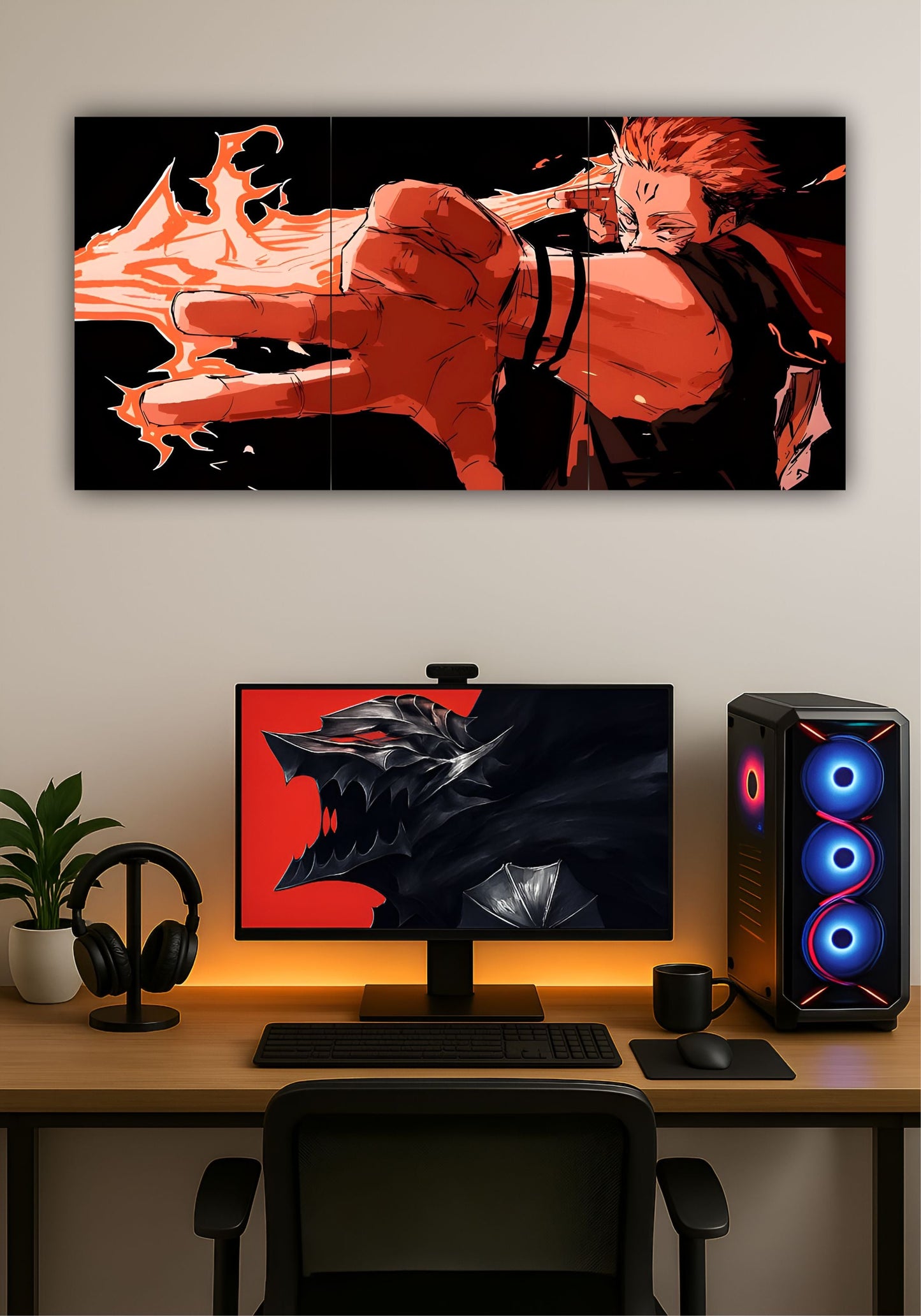Sukuna Jujutsu Kaisen Flame Arrow Split Design Poster – Anime Wall Art PITSSTOP