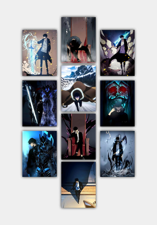Solo Leveling Anime Wall Poster Set – 10 Powerful Prints of Sung Jin-Woo & Shadows PITSSTOP