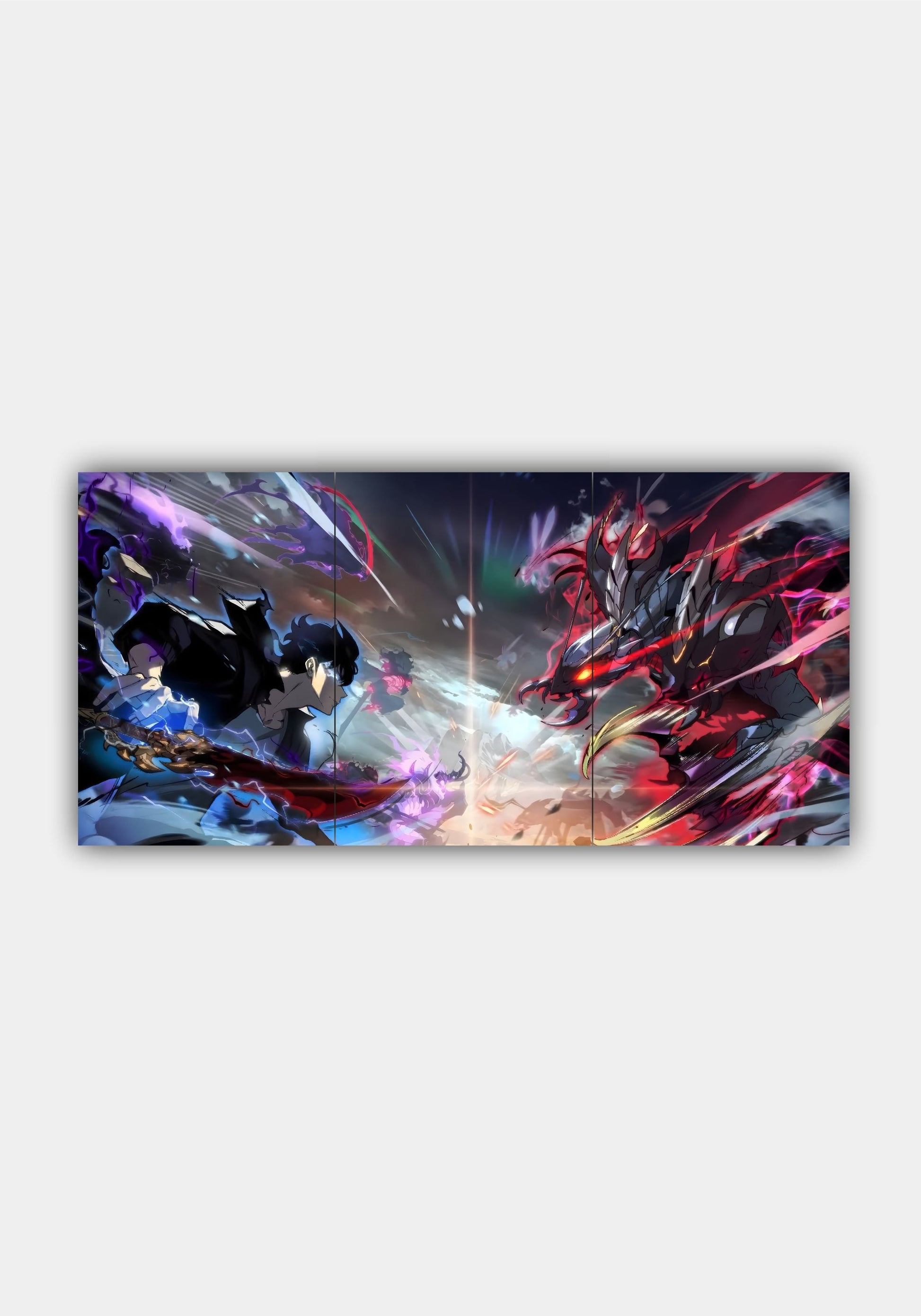 Sung Jinwoo vs Beru Solo Leveling Split Design Poster – Anime Wall Art PITSSTOP