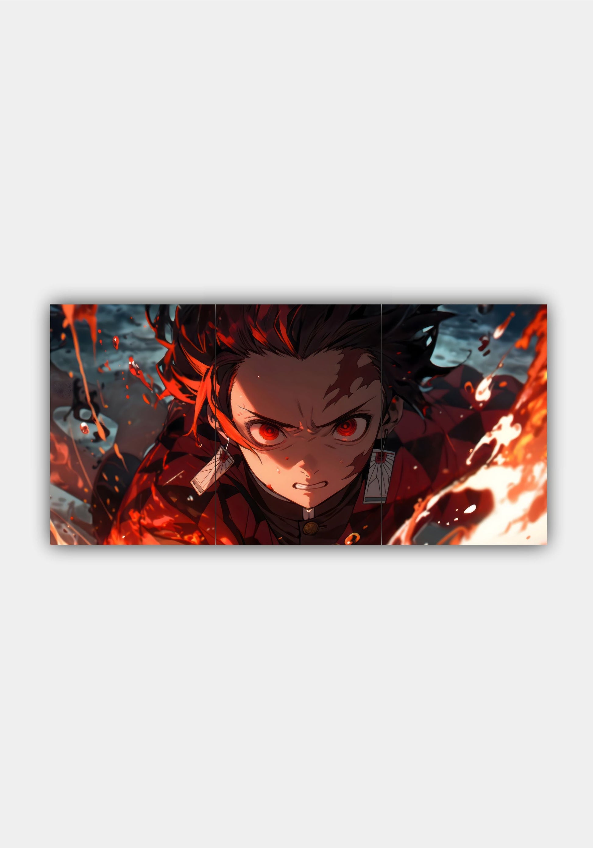 Tanjiro Kamado Demon Slayer Split Design Poster – Anime Protagonist Wall Art PITSSTOP