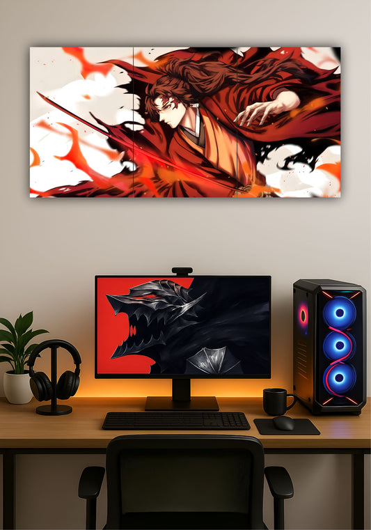 Yoriichi Tsugikuni Demon Slayer Split Design Poster – Strongest Swordsman Anime Wall Art PITSSTOP