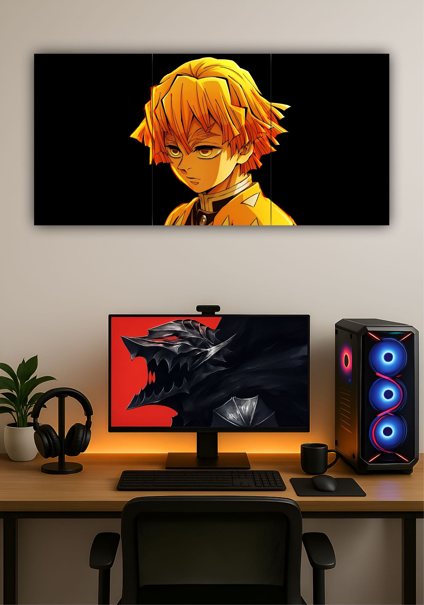 Zenitsu Agatsuma Demon Slayer Split Design Poster – Anime Wall Art PITSSTOP